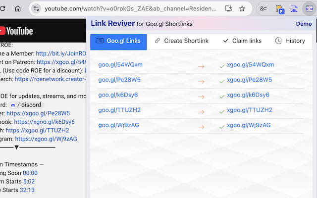 Auto Detected Links - Automatically Detect Old Goo.gl Links